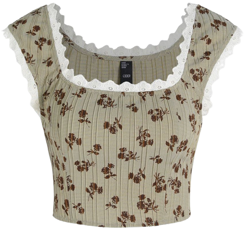 Ditsy Floral Sleeveless Blouse Crop - Cider