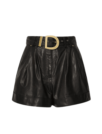 Balmain Belted leather shorts