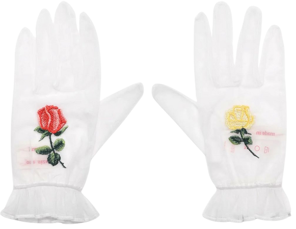 Yuhan Wang Rose Embroidered White Gloves