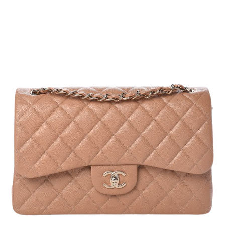 CHANEL Caviar Quilted Jumbo Double Flap Beige 470517