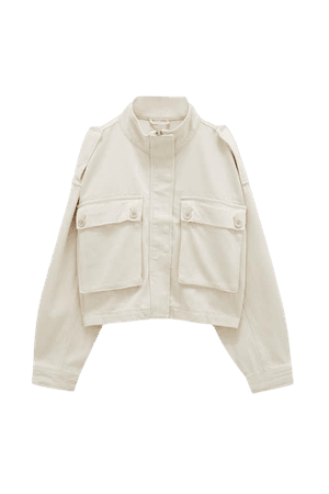 Cotton jacket with front pockets - pull&bear