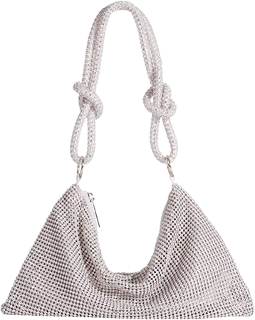 Women's Evening Bag Sparkly Rhinestone Purse Bling Chain Clutch Purse（small silver）: Handbags: Amazon.com