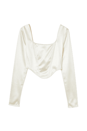 Long-sleeved Short Top - White