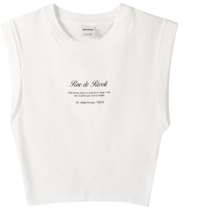 Printed sleeveless T-shirt - New - Women | Bershka