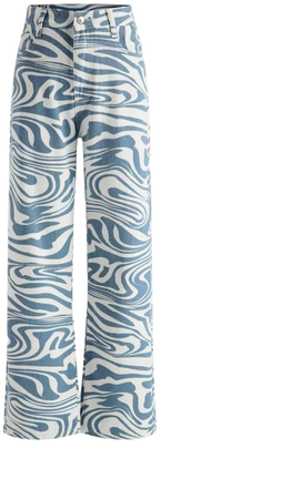 Blue Swirl Print Trousers - Cider