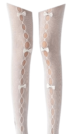 white bow holes tights