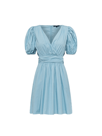 Rhodes Poplin V-neck Dress Forget Me Not– French Connection US