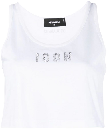 Dsquared2 Icon Embellished Cotton Crop Top - Farfetch