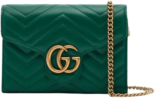 Gucci Green GG Marmont Leather Chain Bag