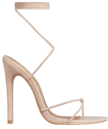 Over-It Lace Up Knot Heel In Nude Faux Suede | EGO