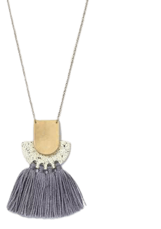 Speckled And Layered Half Moon And Tassel Pendant Necklace - Universal Thread™ Ivory : Target