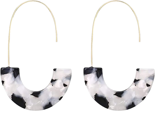 Amazon.com: Acrylic Earrings Statement Tortoise Hoop Earrings Resin Wire Drop Dangle Earrings Fashion Jewelry For Women (Black and White): Clothing, Shoes & Jewelry