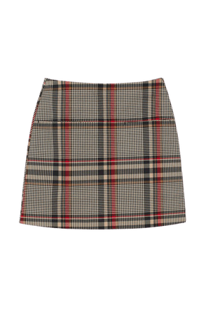 Patterned Twill Skirt - Red
