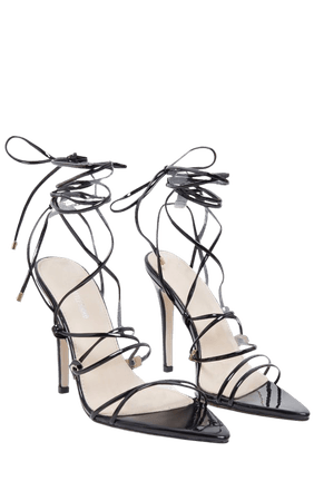 Black Strappy Gladiator Point Toe Heel | PrettyLittleThing