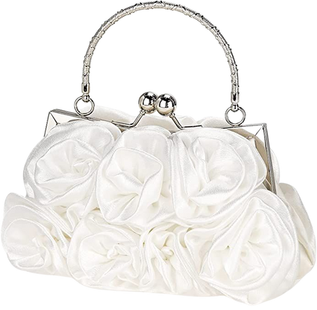 KharmLaddy Satin Flower Clutch Bags for Women Wedding Rose Evening Prom Bridal Handbag Over The Shoulder Crossbody Purse Red: Amazon.co.uk: Fashion