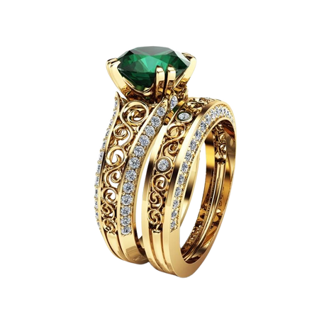 Emerald Gold Wedding Ring