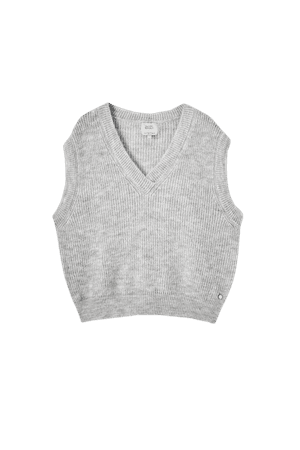 Gray knit V-neck vest - pull&bear