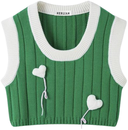 Herlian Heart Balloon Knitted Vest Top Green | Mores Studio