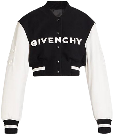 Shop Givenchy Logo-Embroidered Leather Crop Varsity Jacket | Saks Fifth Avenue
