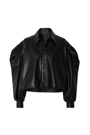 Black Cropped leather jacket | Valentino | NET-A-PORTER