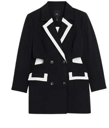 Petite black cut out mini blazer dress | River Island