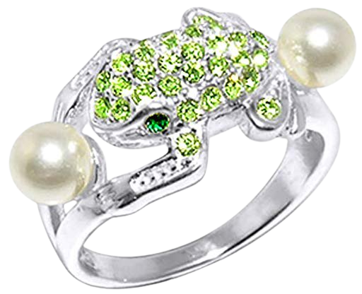 Fashion Multi Green Crystal Stone Frog 925 Sterling Silver Finger Ring|Amazon.com