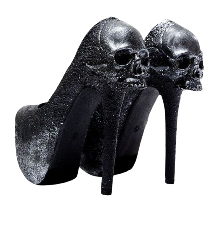 Black/Grey Skull Platform Heels