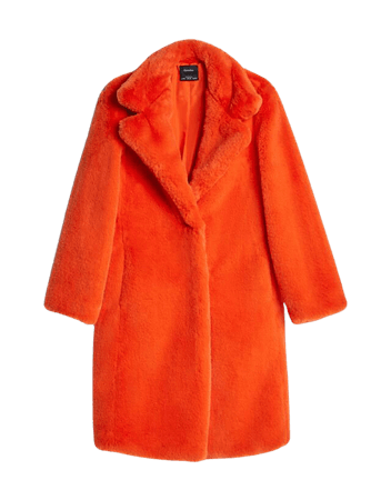 Cappotto lungo pelliccia arancione