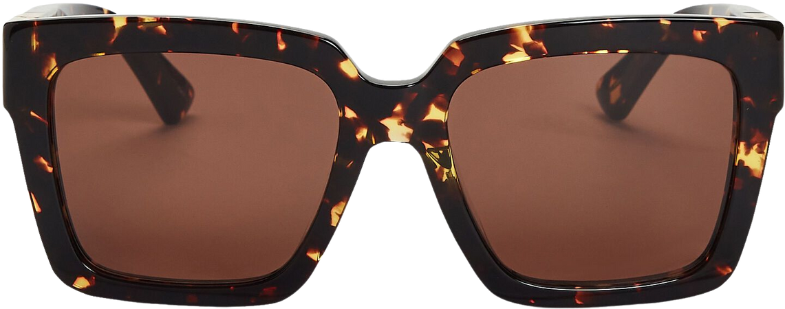 Bottega Veneta Oversized Square Tortoiseshell Sunglasses in print | INTERMIX®