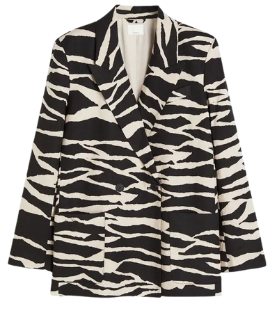 Double-breasted Jacket - Black/zebra print - Ladies | H&M US