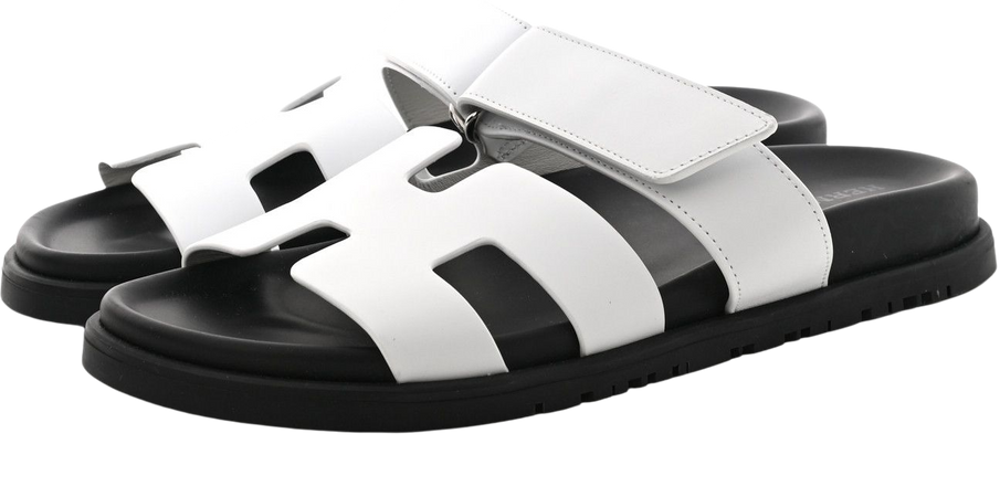HERMES Calfskin Womens Chypre Sandals 36 White 1076251 | FASHIONPHILE