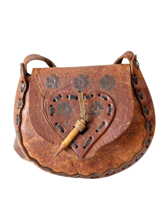 Vintage hippie bag 1960s tooled leather handbag boho | Etsy