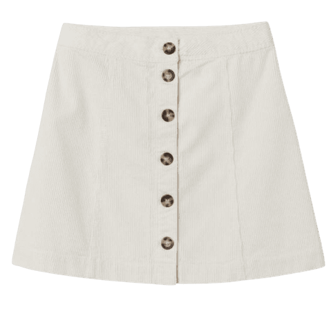 h&m skirt cream corduroy