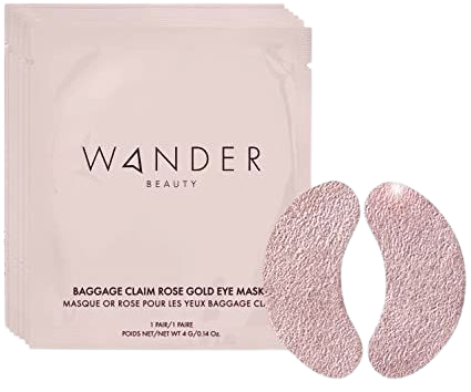 Wander Beauty Gold Under Eye Patches BAGGAGE CLAIM | Under Eye Mask for Beauty and Self Care, Brightens Dark Circles, Hyaluronic Acid Eye Mask - Puffy Under Eye Bags, (6 pairs Rose Gold)