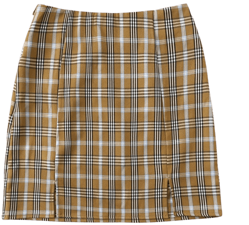 Plaid High-Rise M-Slit Mini Skirt | SHEIN USA