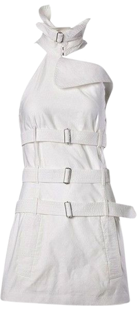 Jean Paul Gaultier Iconic Vintage Straitjacket Belted White Bondage Dress