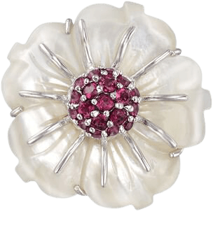 Yellow CZ and 6.00 ct. t.w. White CZ Flower Pin in Sterling Silver | Ross-Simons