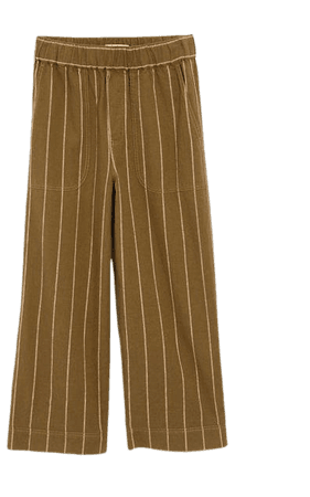 Linen-Cotton Huston Pull-On Crop Pants in Stripe