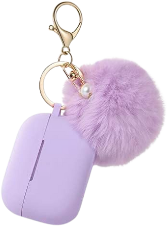 Amazon.com: Protective Case Cover for Airpods Pro Charging Case, Upgraded Air Pods Silicone Case Skin Newest with Soft Cute Fur Ball Pom Pom Keychain Kit (A, Purple) : Electronics