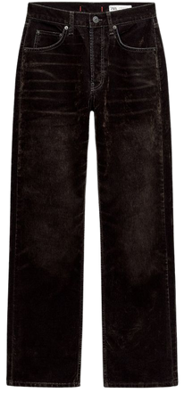 MID WAIST RELAXED VELVET JEANS ZW COLLECTION - Chocolate brown | ZARA United States