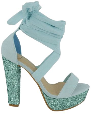 Icy | Pastel Blue Glitter Heels