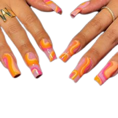 orange and pink abstract nails