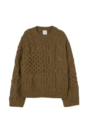 Cable-knit Sweater - Green