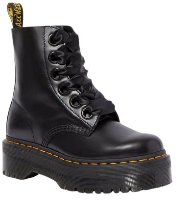 Molly Women's Leather Platform Boots in Black | Dr. Martens