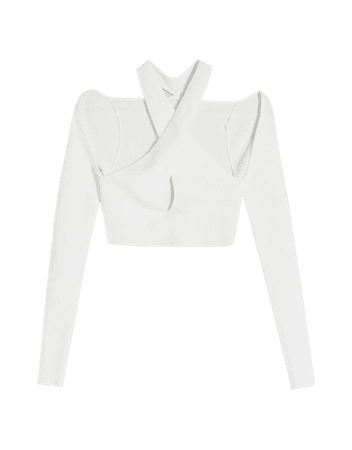 Crossover neckline bolero sweater - Tees and tops - Woman | Bershka