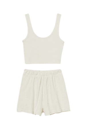 Terry Pajama Top and Shorts - Cream - Ladies | H&M US