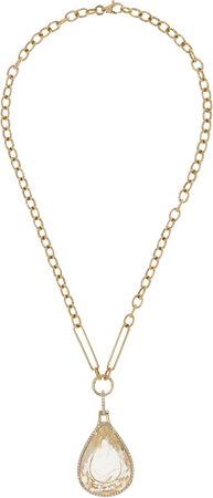 18k Yellow Gold Rutilated Quartz And Diamond Necklace By Goshwara | Moda Operandi