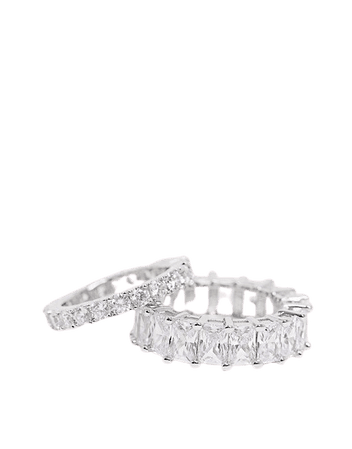 Image Gang crystal ring multipack x 2 in silver plate | ASOS
