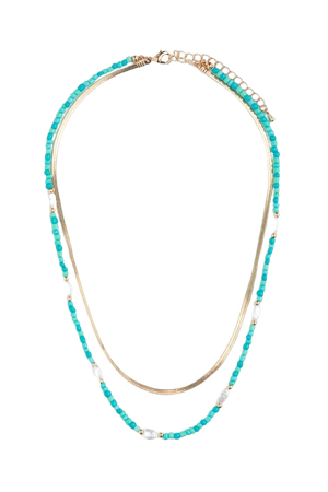 Double-strand Necklace - Gold-colored/turquoise - Ladies | H&M US