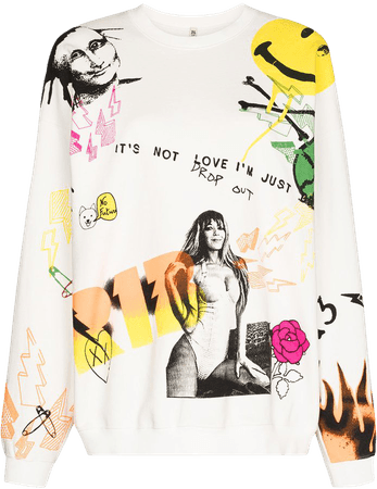 Shop R13 graffiti-print cotton sweatshirt with Express Delivery - FARFETCH